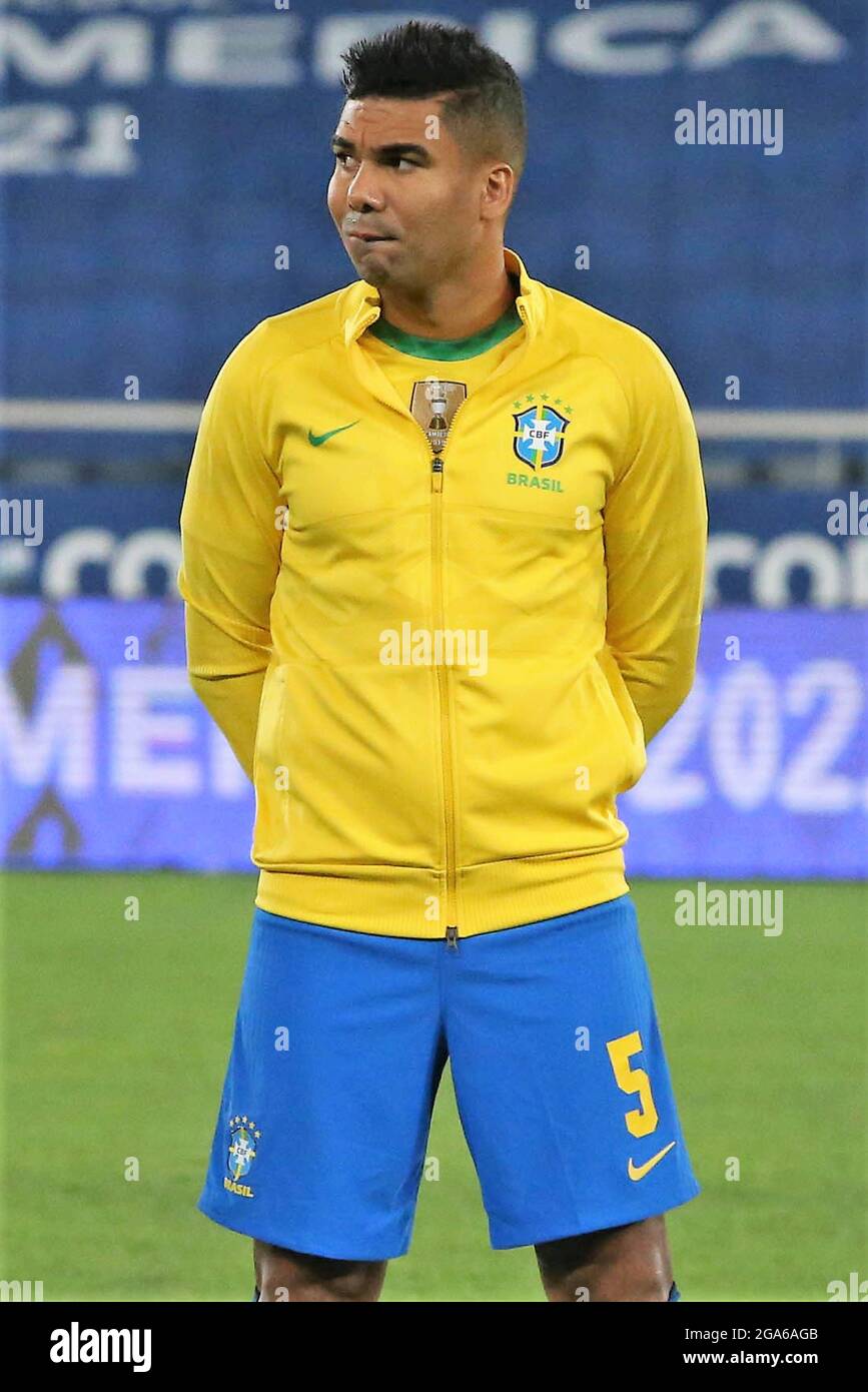 Casemiro of Brazil during the Copa America 2021, quarter final football  match between Brazil and Chile