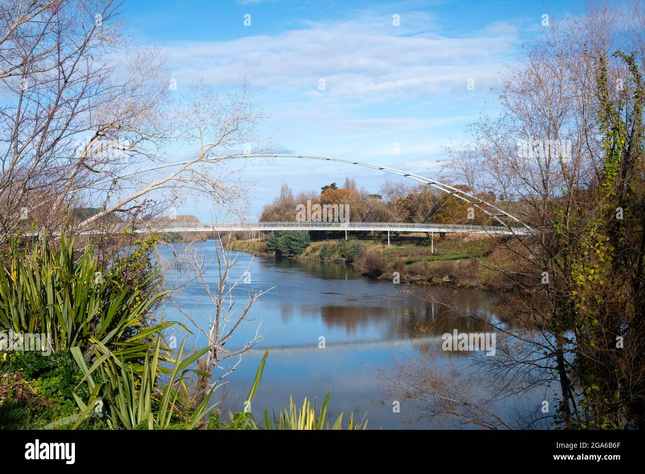 Upokongaro cycle and pedestrian bridge over the Whanganui River, Upokongaro, near Whanganui, North Island, New Zealand Stock Photo