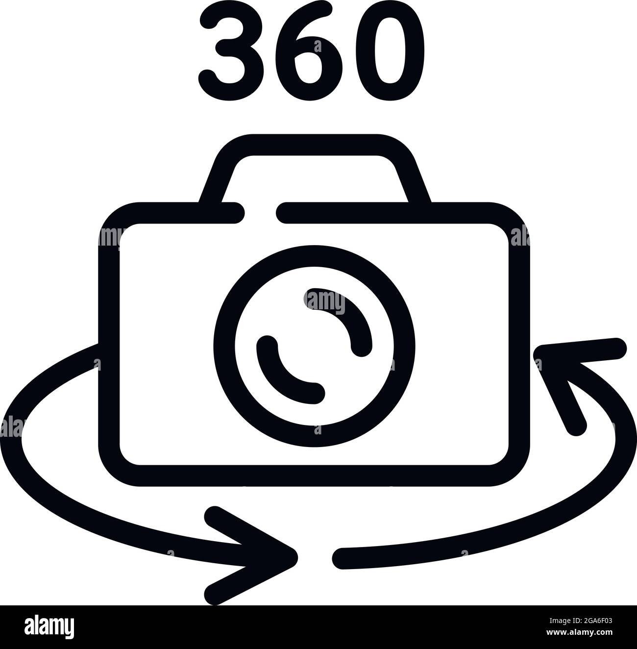 360 grade camera icon. Outline 360 grade camera vector icon for web design  isolated on white background Stock Vector Image & Art - Alamy