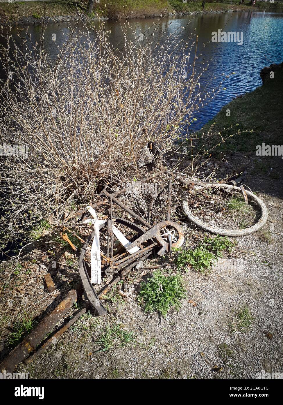 Vertical shot abandoned bicycle hi-res stock photography and images - Alamy