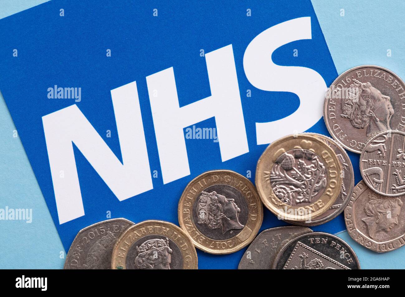 LONDON, UK - July 2021: NHS National health service funding concept Stock Photo