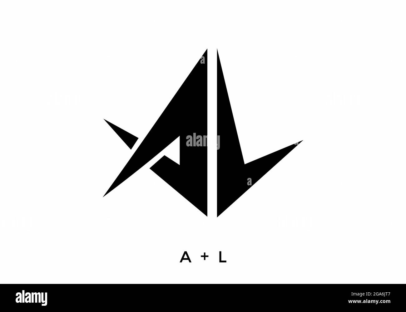 Black color of AL initial letter design Stock Vector