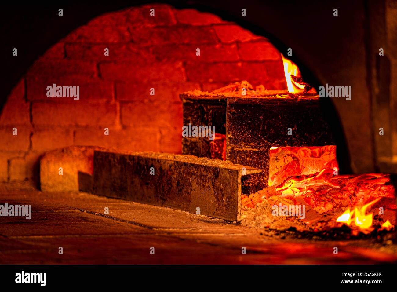 embers in the baking oven Stock Photo