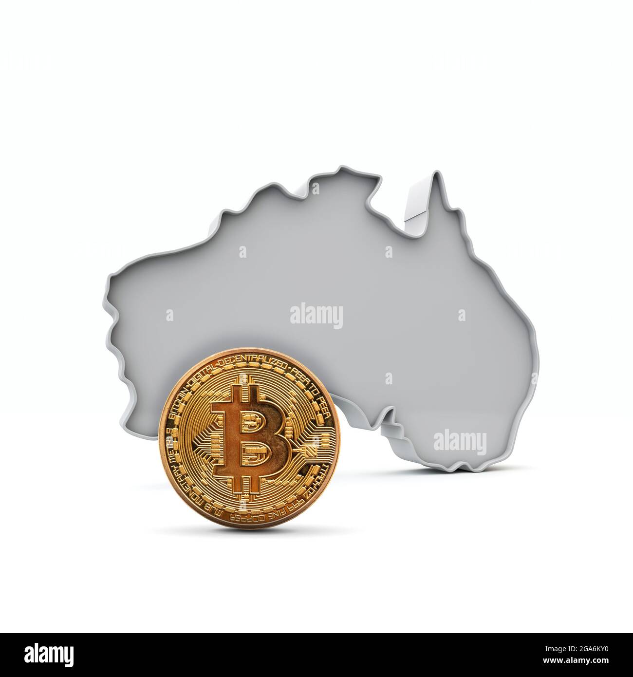 Australia bitcoin background. Cryptocurrency coin with map. 3D Rendering  Stock Photo - Alamy