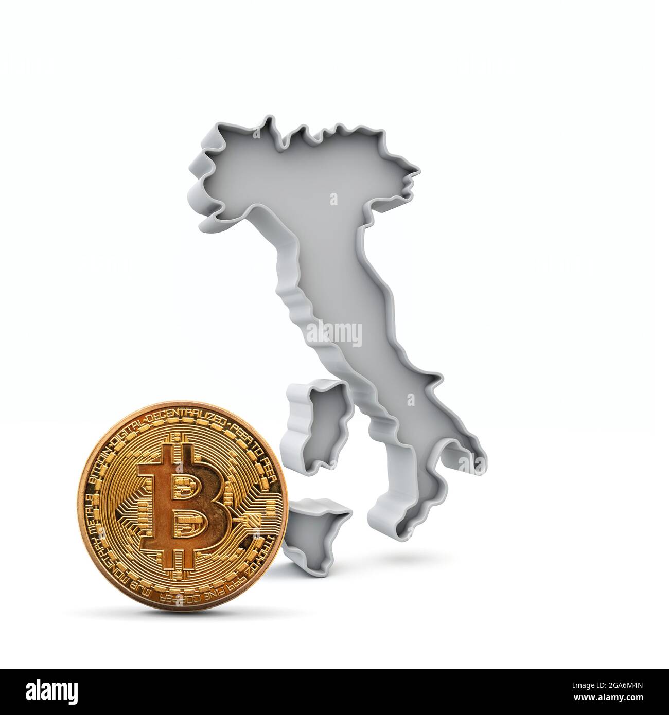 Italy bitcoin background. Cryptocurrency coin with map. 3D Rendering Stock  Photo - Alamy