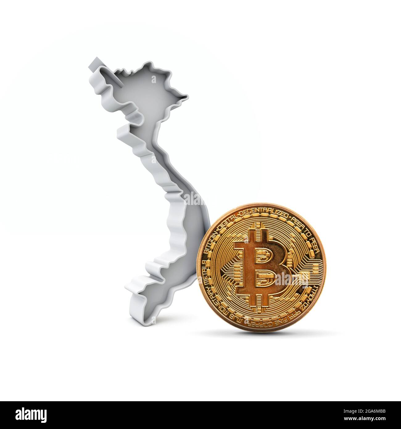 Vietnam bitcoin background. Cryptocurrency coin with map. 3D Rendering  Stock Photo - Alamy