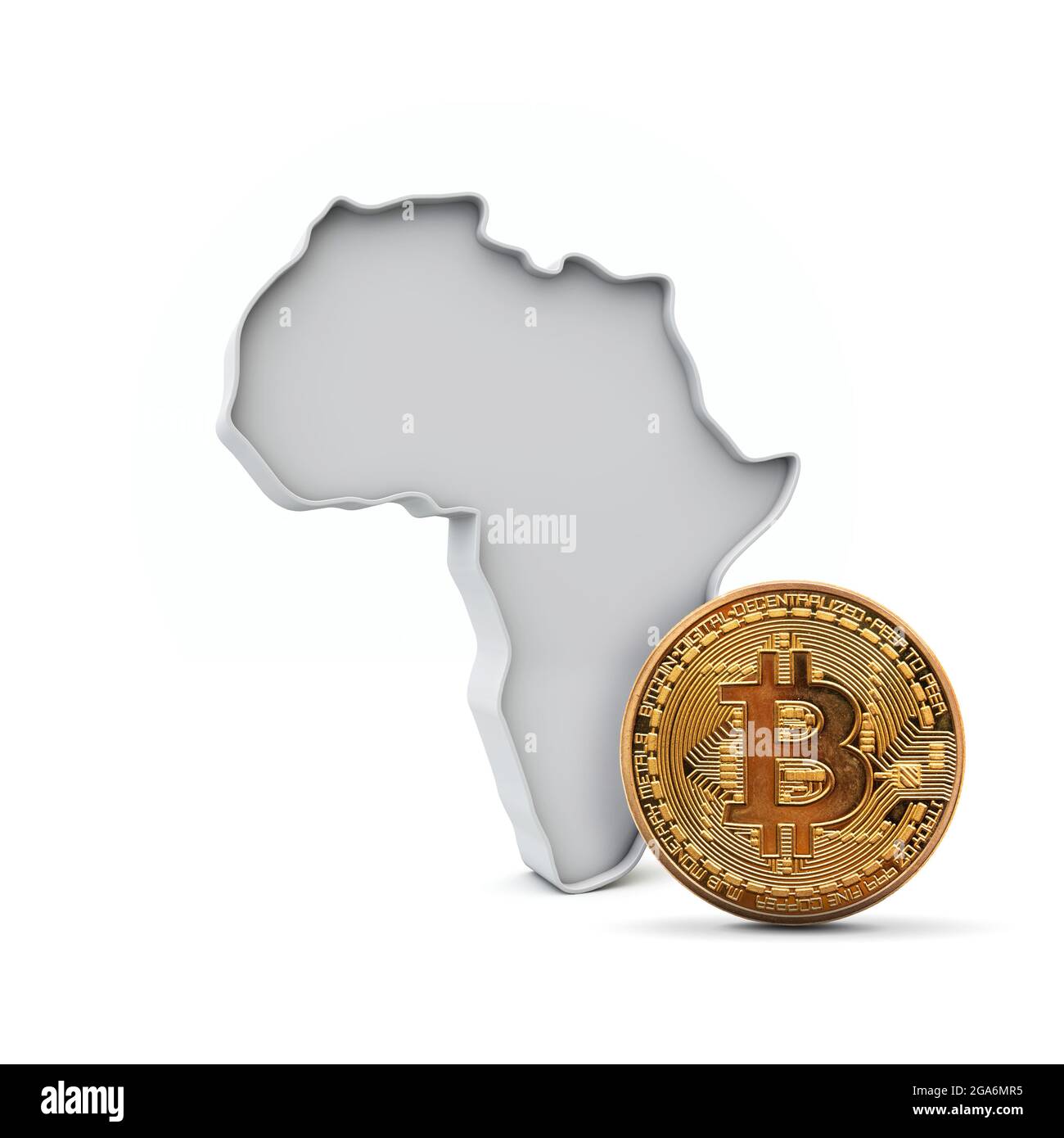 Africa bitcoin background. Cryptocurrency coin with map. 3D Rendering Stock  Photo - Alamy