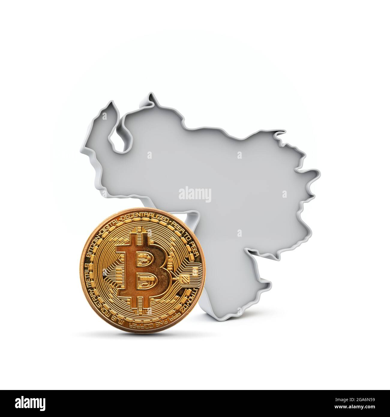 Venezuela bitcoin background. Cryptocurrency coin with map. 3D Rendering  Stock Photo - Alamy
