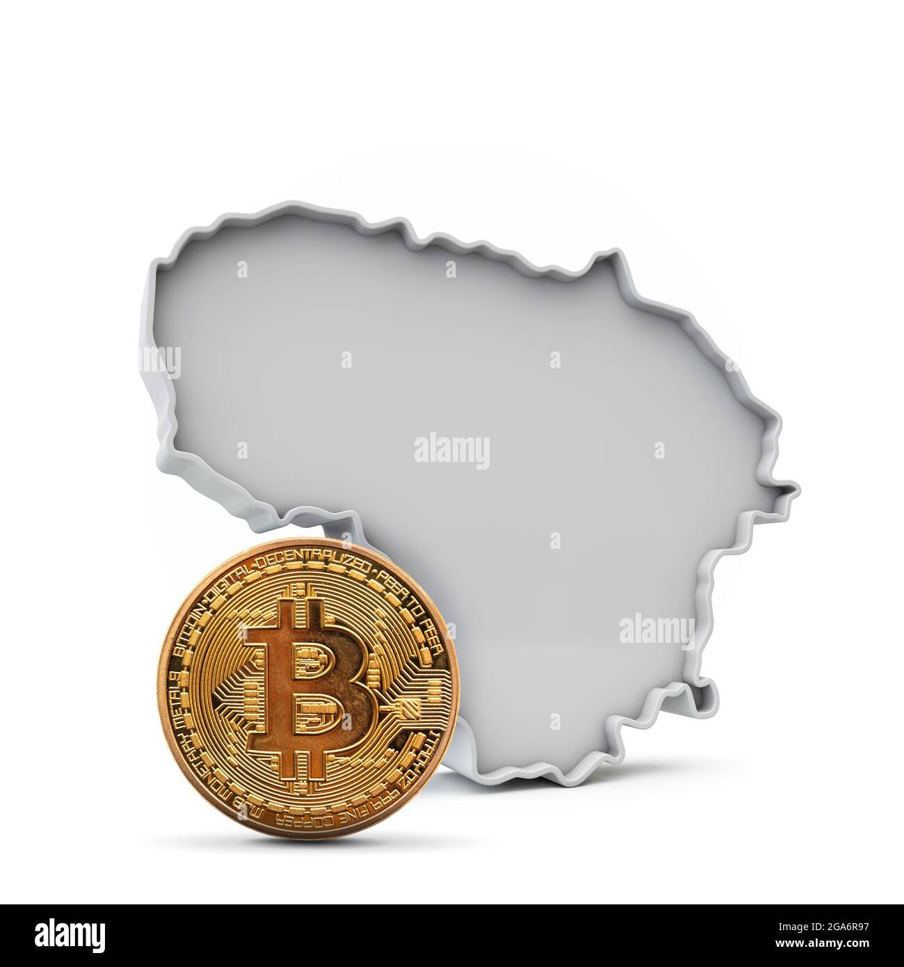 Lithuania bitcoin background. Cryptocurrency coin with map. 3D Rendering  Stock Photo - Alamy