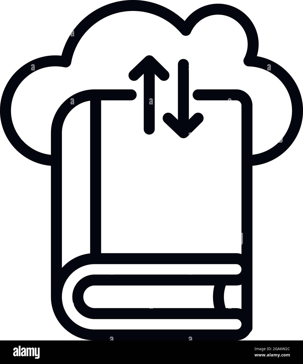 Interactive learning cloud book icon. Outline interactive learning cloud book vector icon for web design isolated on white background Stock Vector