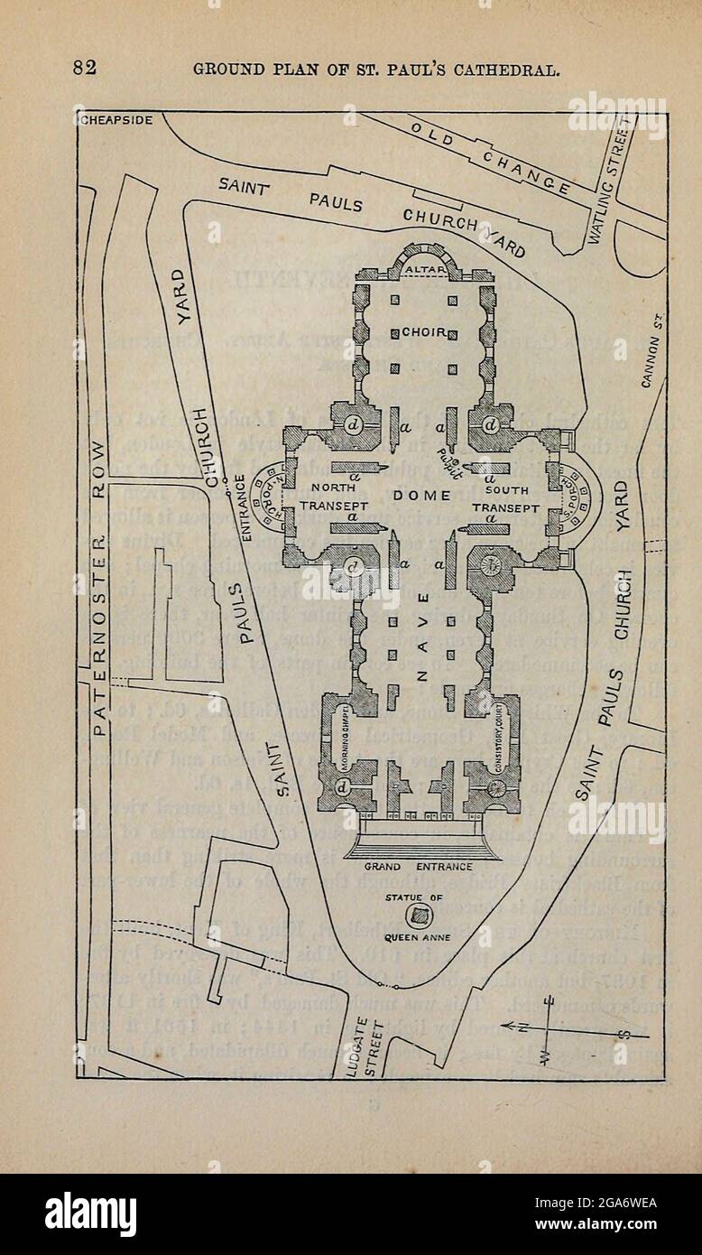 Ground Plan of St. Paul's Cathedral From the book ' London and its environs : a practical guide to the metropolis and its vicinity, illustrated by maps, plans and views ' by Adam and Charles Black Published in Edinburgh by A. & C. Black 1862 Stock Photo