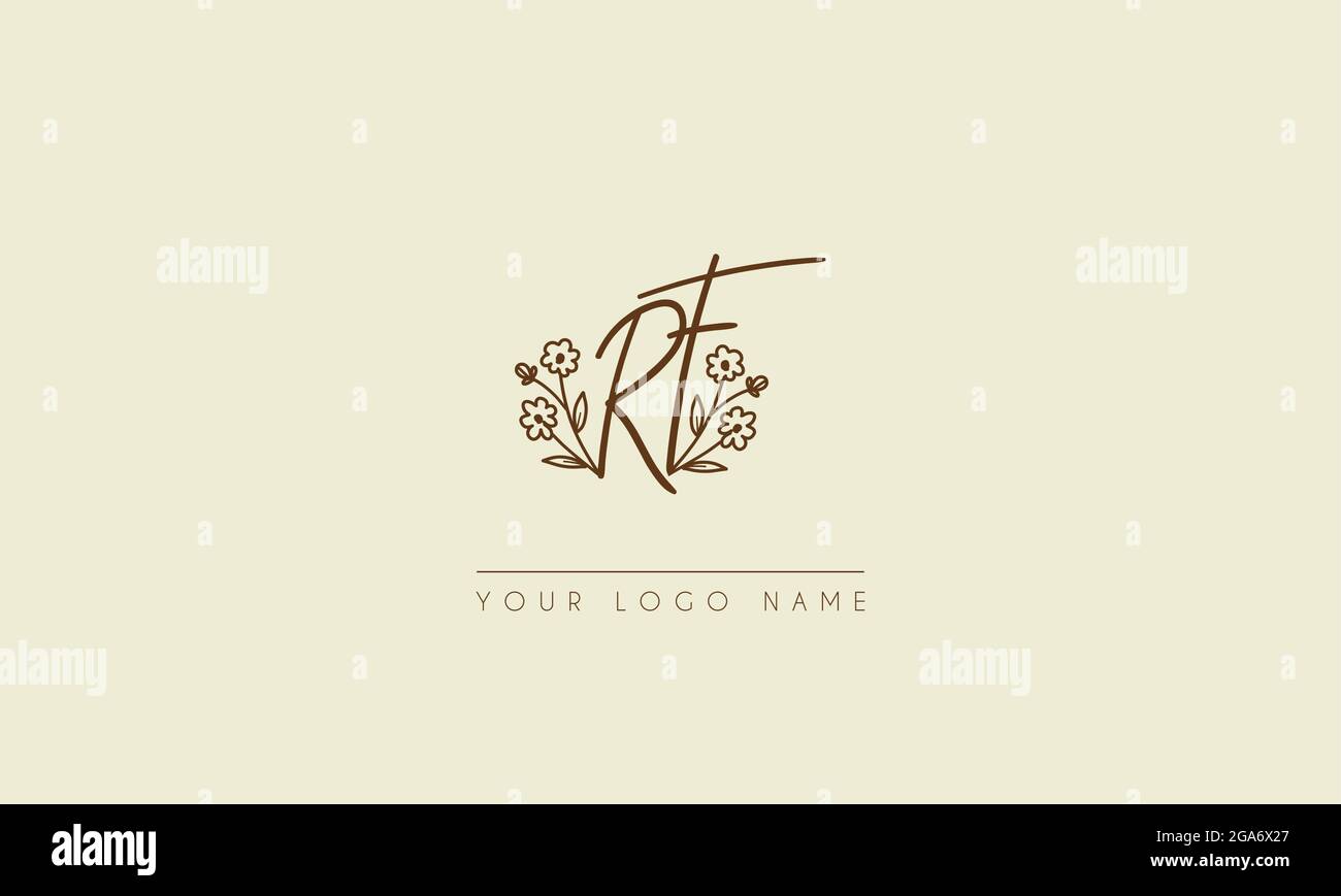 Initial letter RF Or FR Signature handwritten wedding botanical floral ...