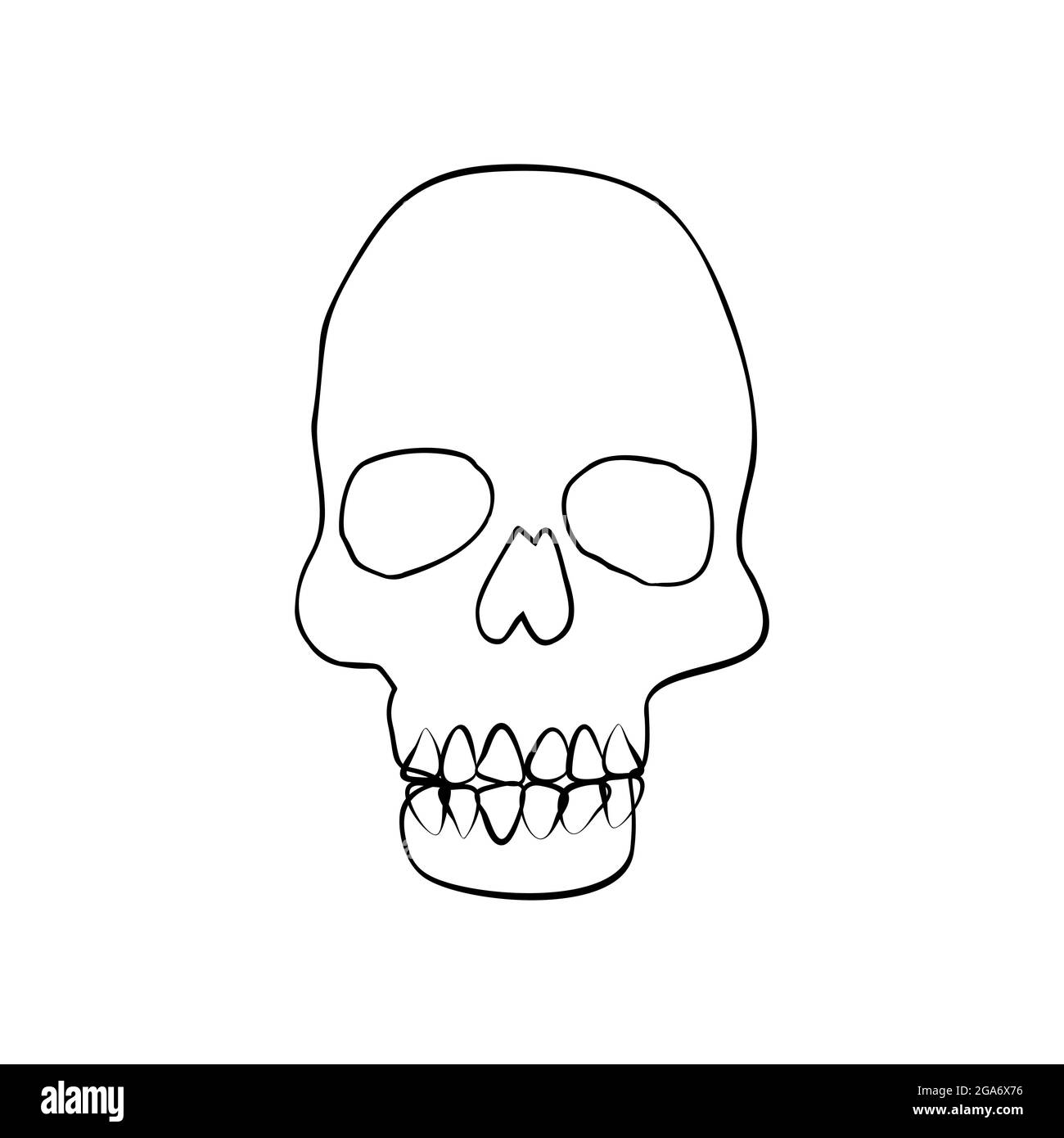 Vintage Mystic line art Skull Illustration. Stock Vector