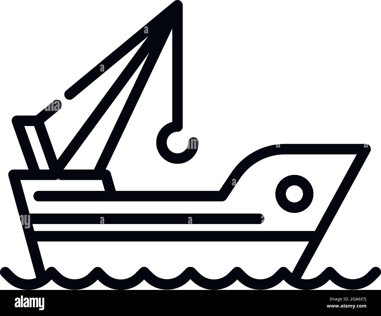 Marine port crane ship icon. Outline Marine port crane ship vector icon ...