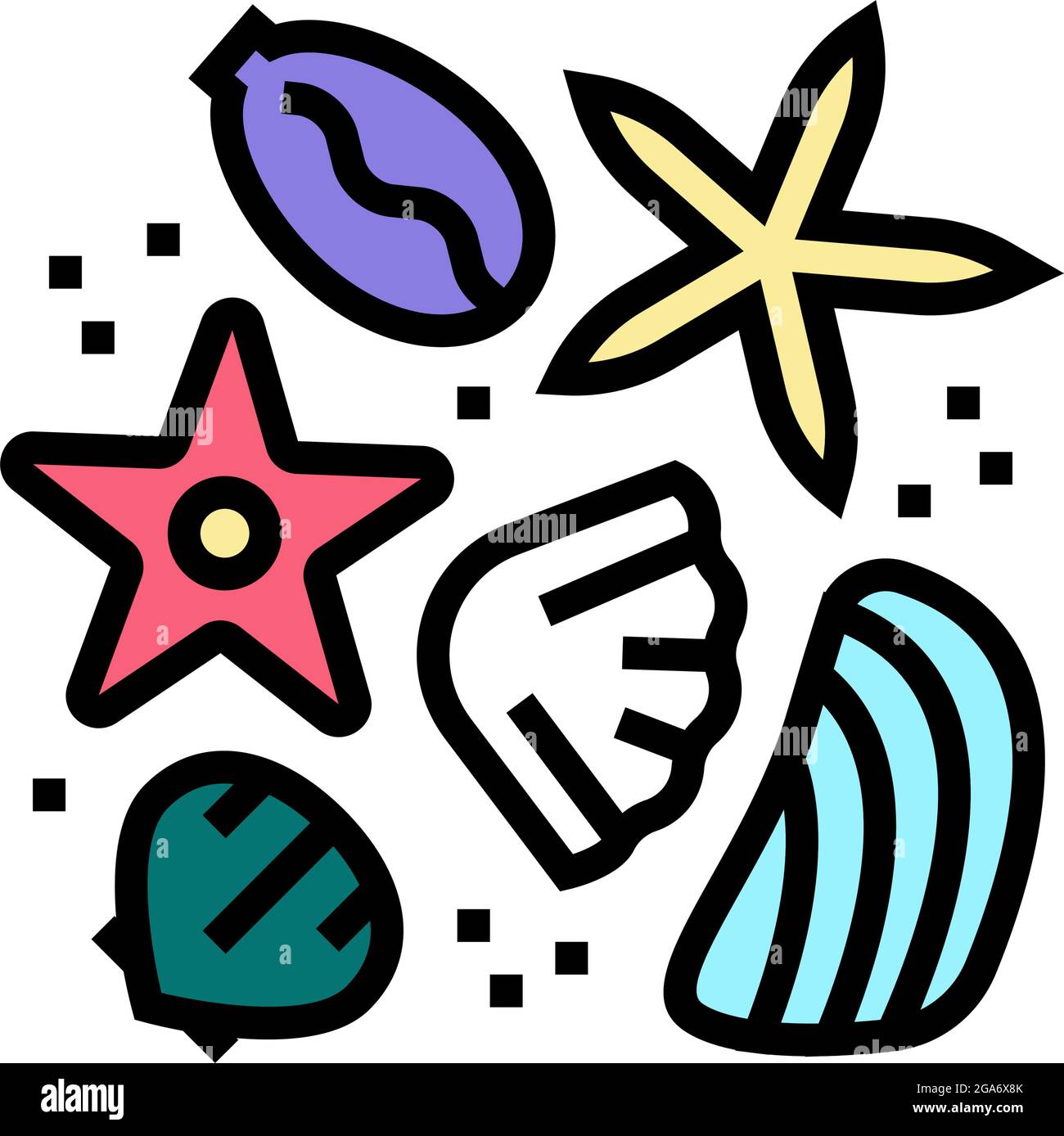 sea star and shell resin art color icon vector illustration Stock ...