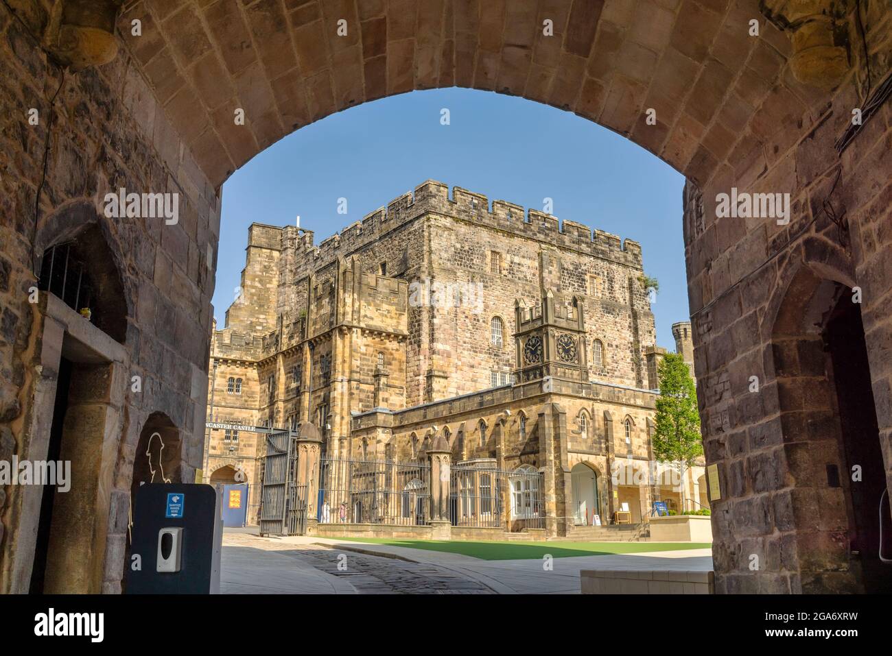 Inside the curtain wall of medieval Lancaster Castle, UK. Stock Photo