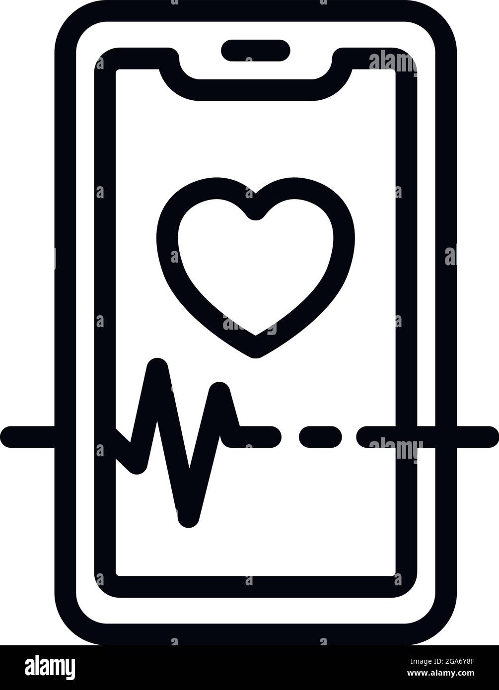 Phone heart rate app icon. Outline Phone heart rate app vector icon for ...