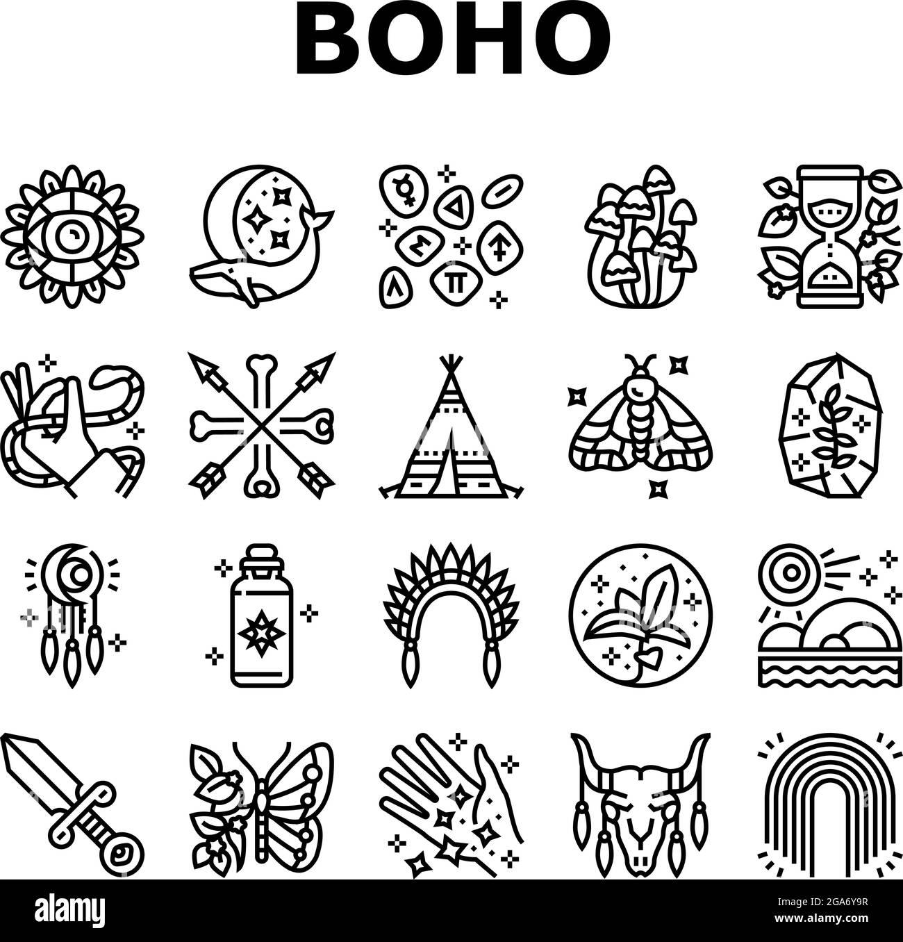 Boho Style Decoration Collection Icons Set Vector Stock Vector Image & Art Alamy