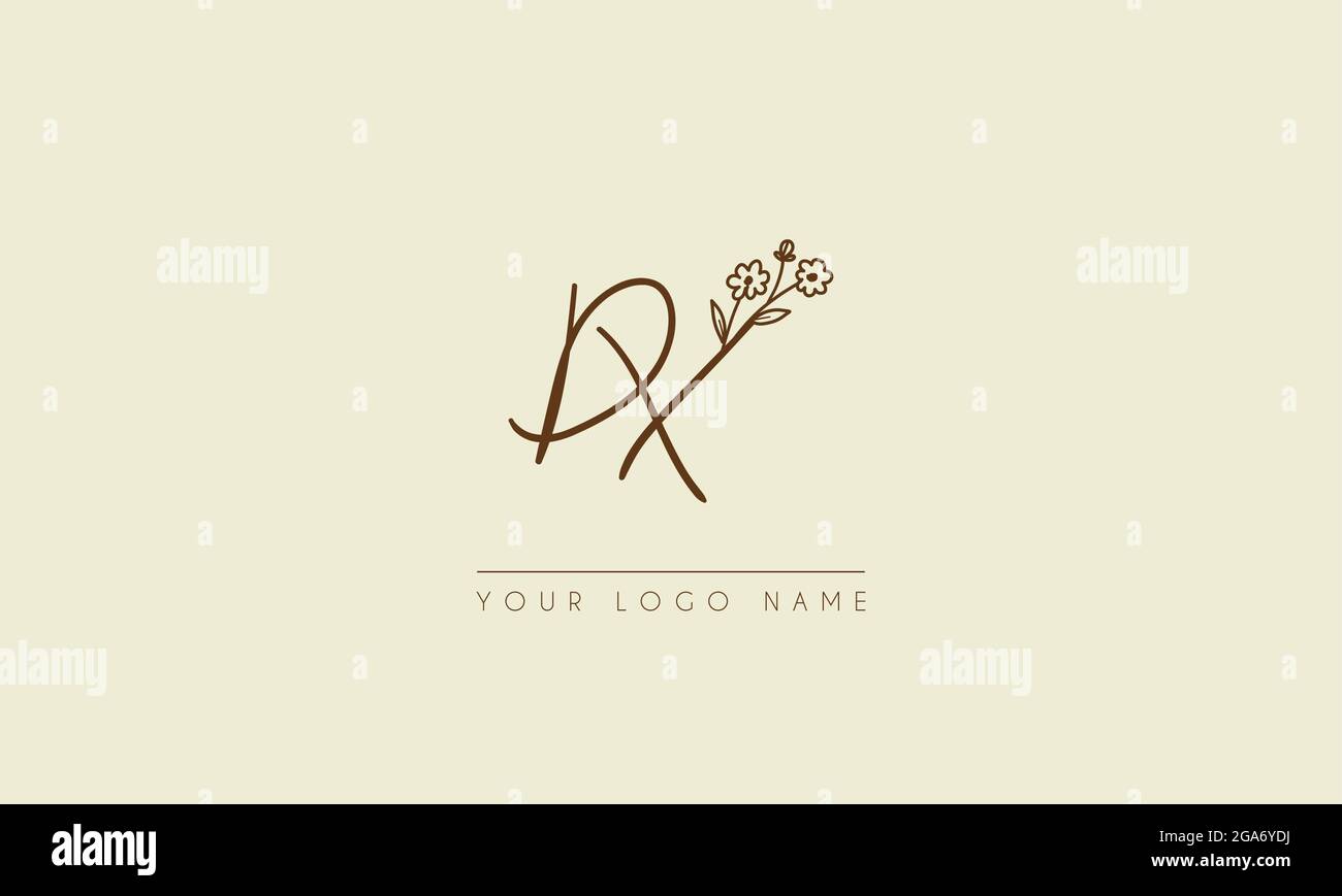 Initial letter DX Or XD Signature handwritten wedding botanical floral ...
