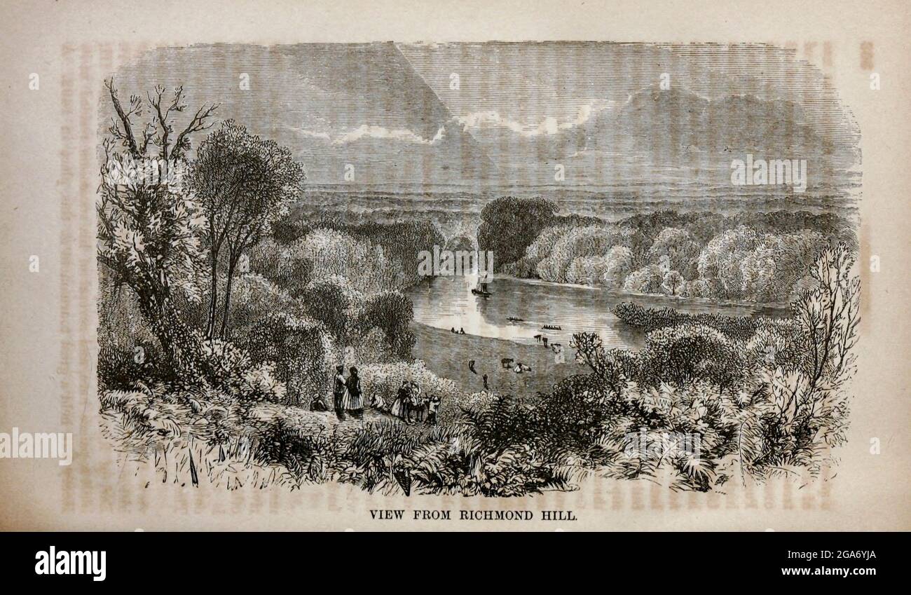 View from Richmond Hill From the book ' London and its environs : a practical guide to the metropolis and its vicinity, illustrated by maps, plans and views ' by Adam and Charles Black Published in Edinburgh by A. & C. Black 1862 Stock Photo