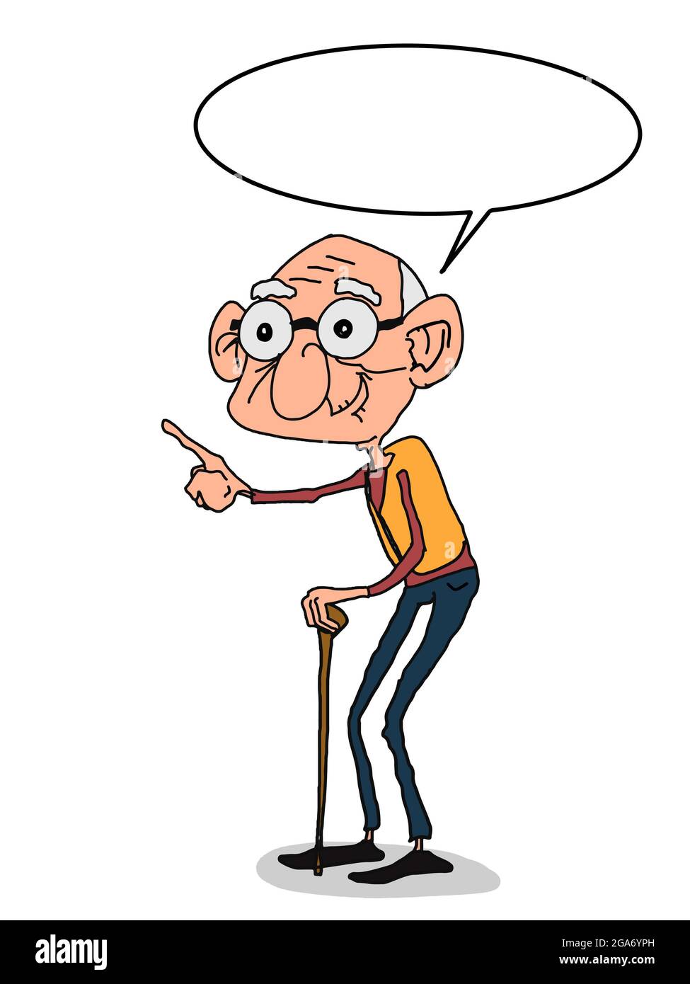 Cartoon cute old man,elderly ,grandfather illustration,speech bubble Stock  Photo - Alamy
