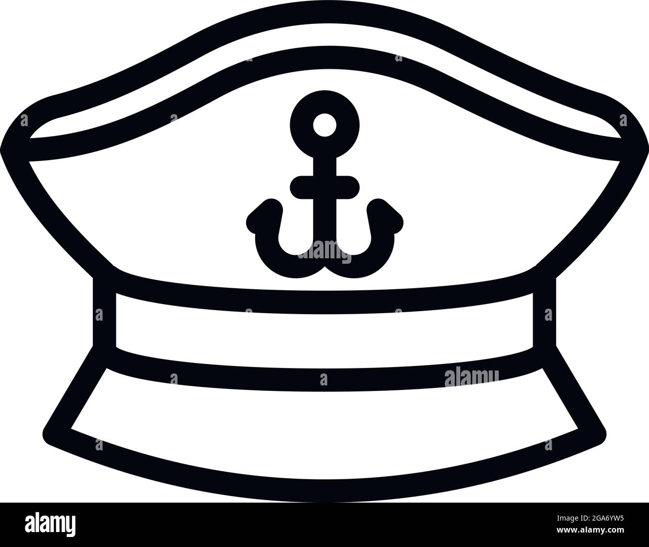 Ship captain cap icon. Outline ship captain cap vector icon for web design isolated on white background Stock Vector