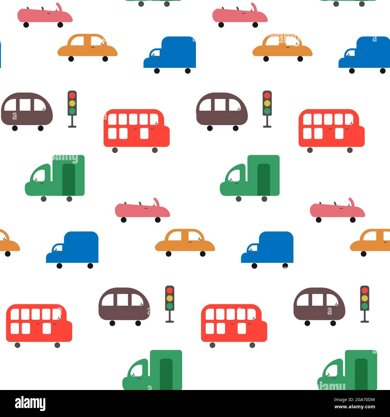 Seamless colorful cars pattern isolated vector illustration Stock Vector