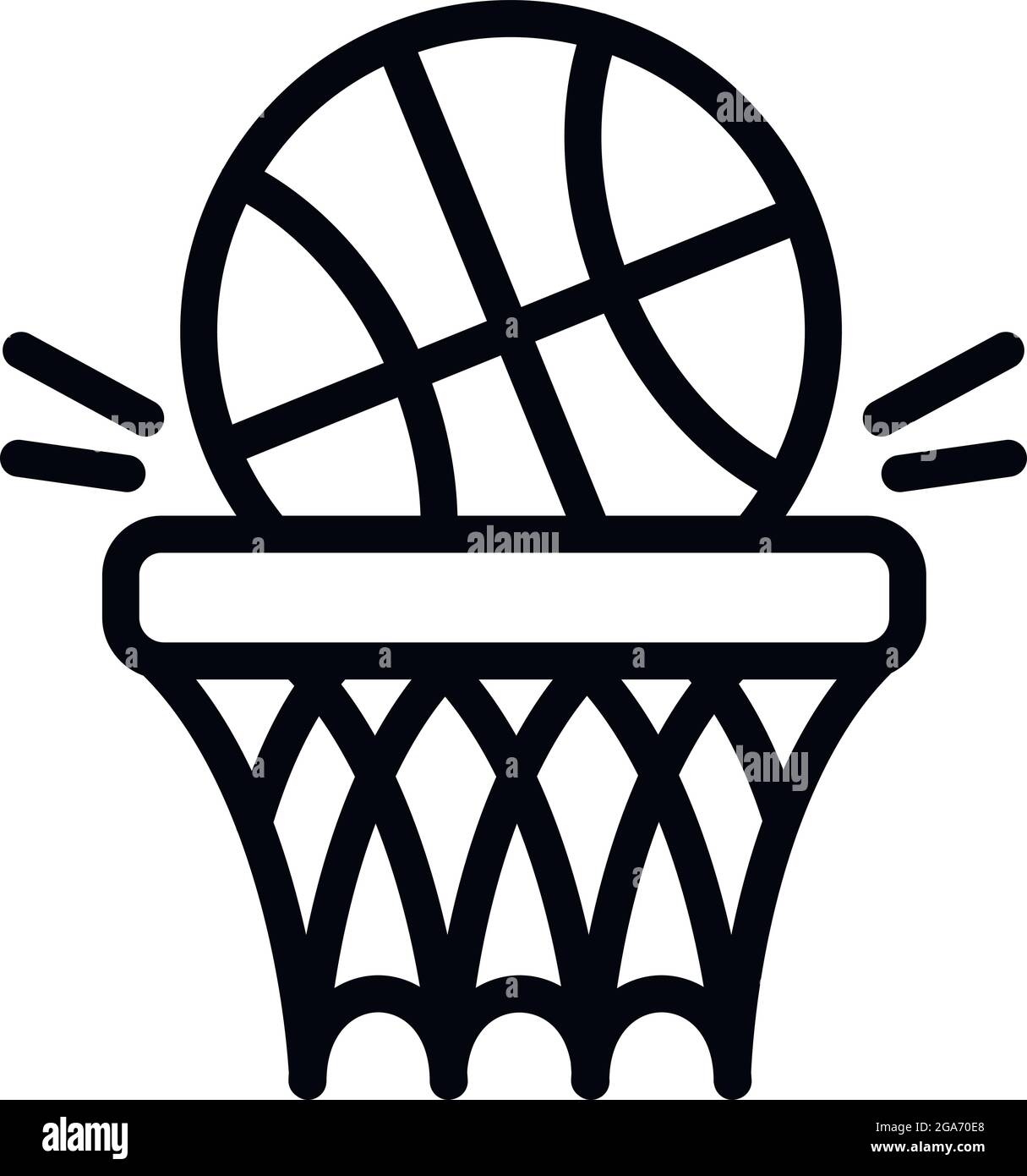 Basketball ball and basket icon. Outline Basketball ball and basket vector  icon for web design isolated on white background Stock Vector Image & Art -  Alamy