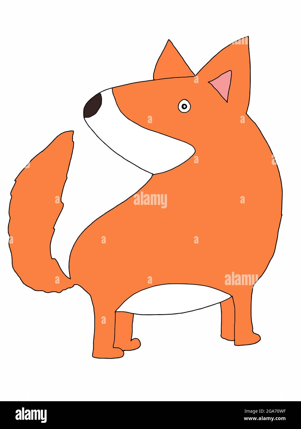 cute ,cartoon , fox , animal illustration Stock Photo