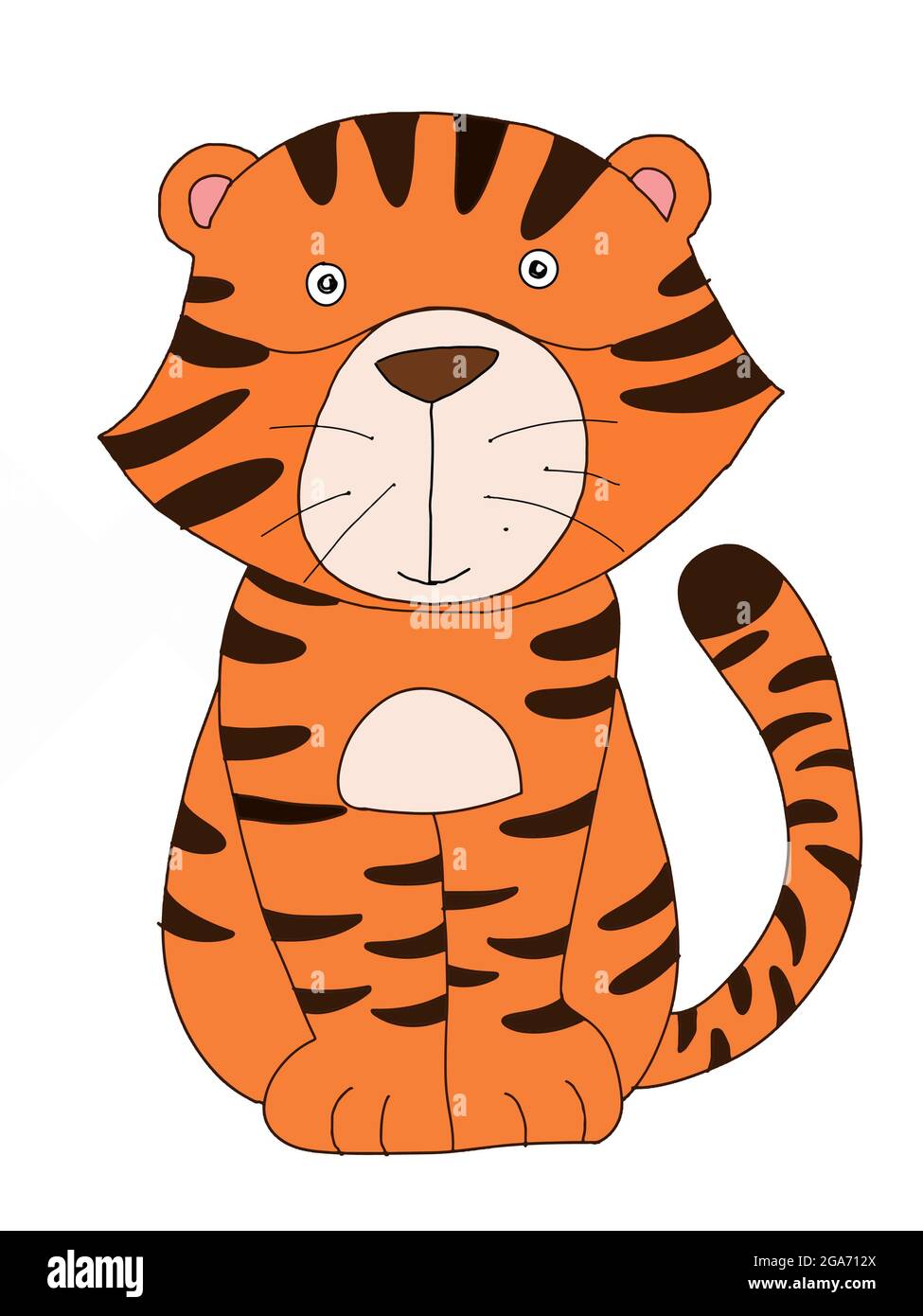 cute ,cartoon, tiger ,animal illustration drawing line Stock Photo - Alamy