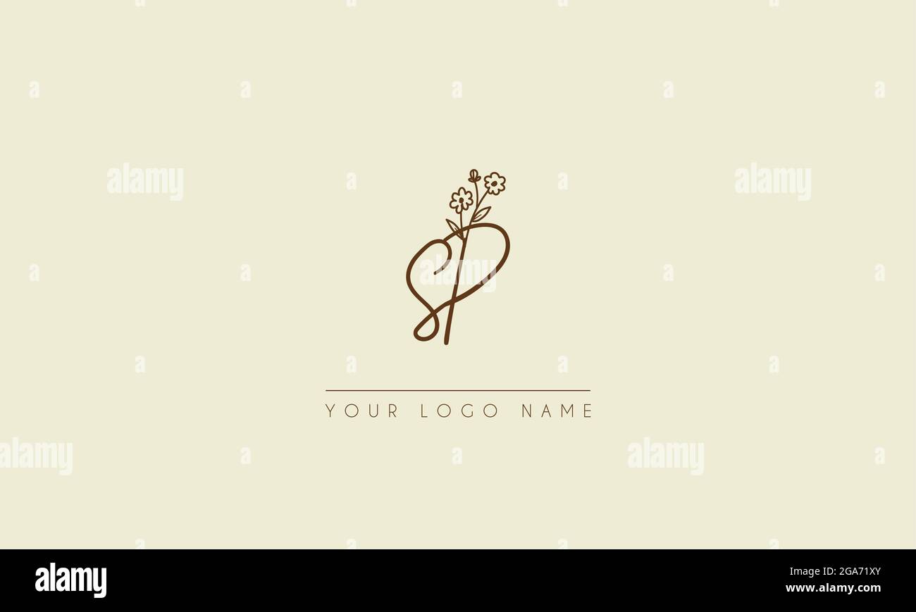Initial letter SP Or PS Signature handwritten wedding botanical floral icon logo vector  design  illustration Stock Vector