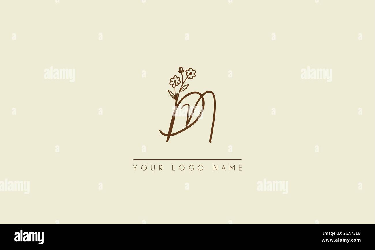 Initial letter DN Or ND Signature handwritten wedding botanical floral icon logo vector  design  illustration Stock Vector