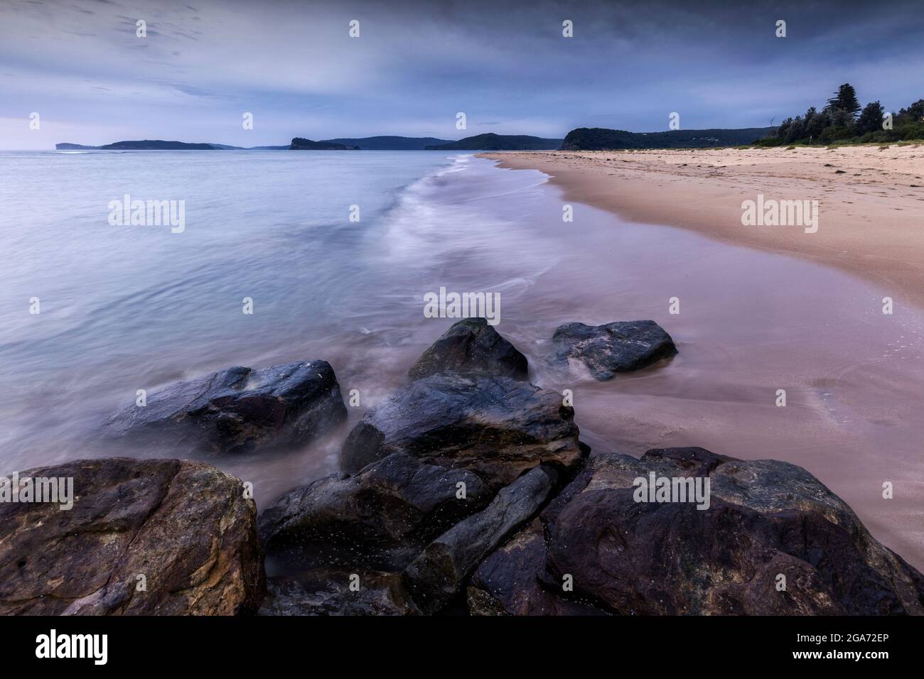 Hues on the water at ettalong beach on nsw central coast Stock Photo
