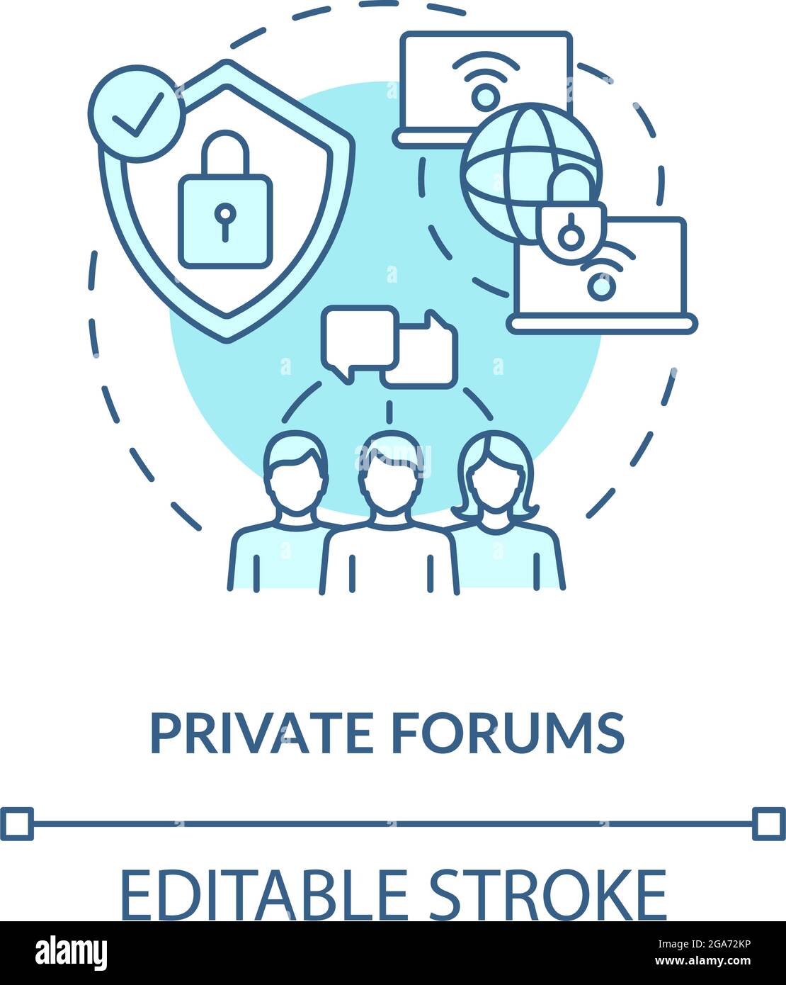 Private forum blue concept icon Stock Vector
