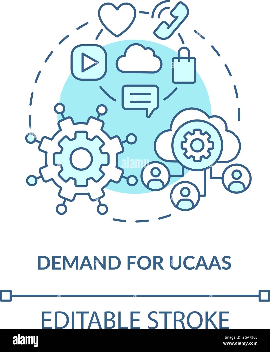 Demand for UCaaS blue concept icon Stock Vector
