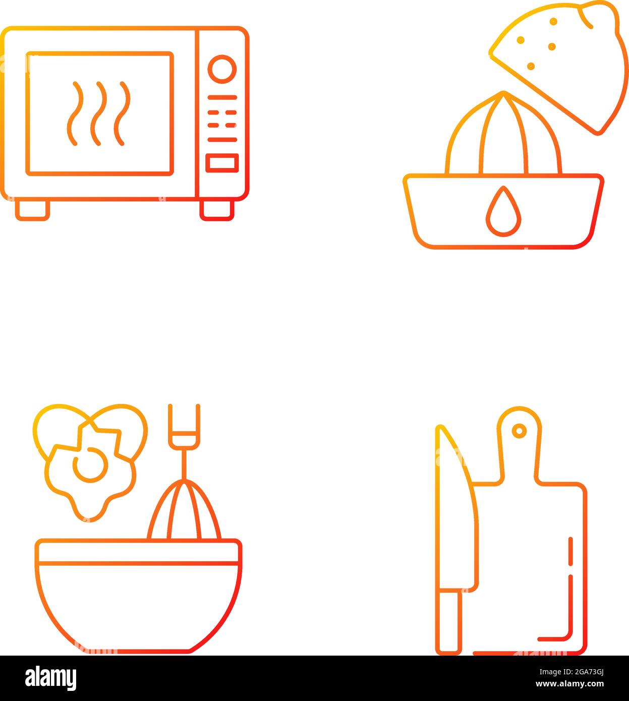 Food recipe gradient linear vector icons set Stock Vector