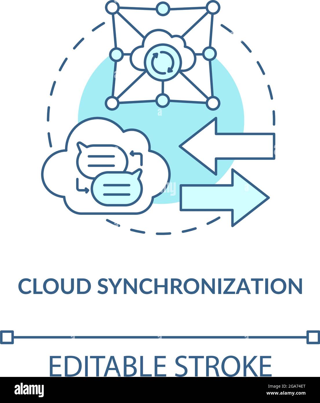 Cloud synchronization blue concept icon Stock Vector