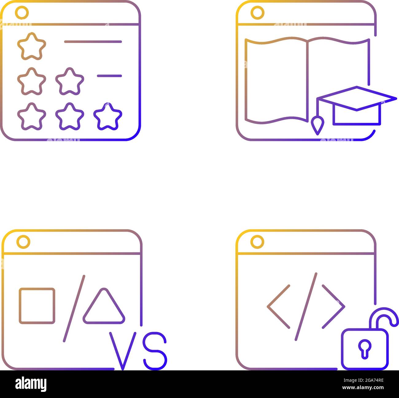 Business online presence gradient linear vector icons set Stock Vector ...