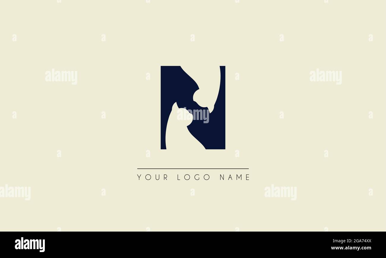 Initial letter N  Negative space with Head Cat logo icon design Stock Vector