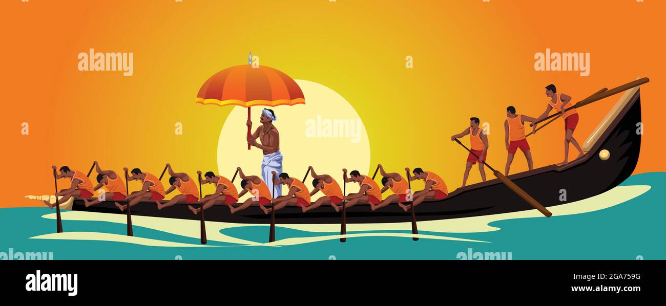 Kerala boat race competition. vector illustration design Stock Vector