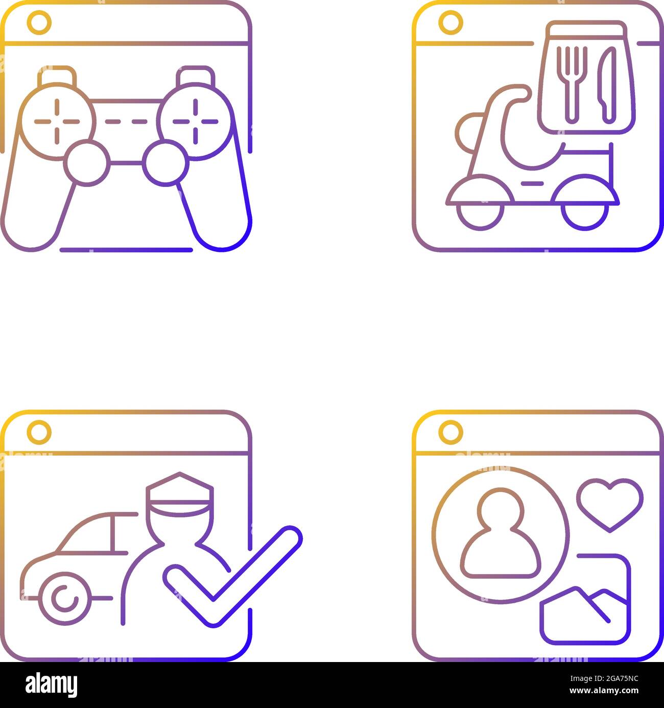 Platform business gradient linear vector icons set Stock Vector Image ...