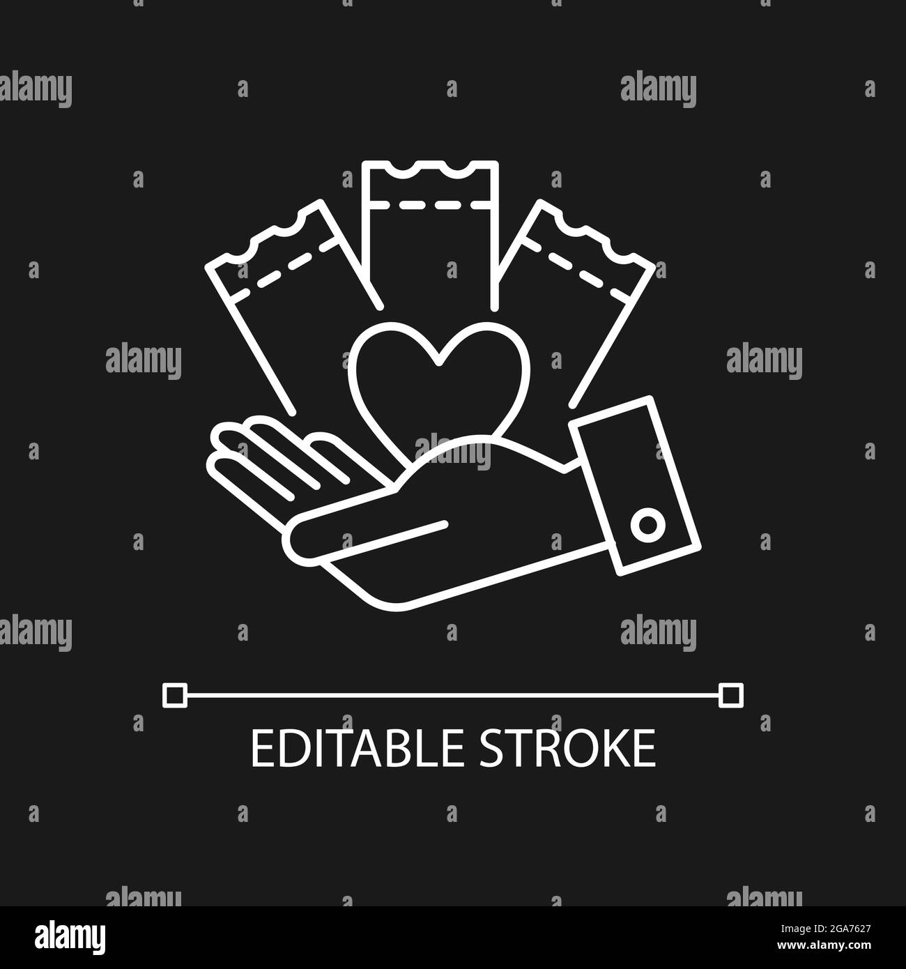 Charitable lottery game white linear icon for dark theme Stock Vector