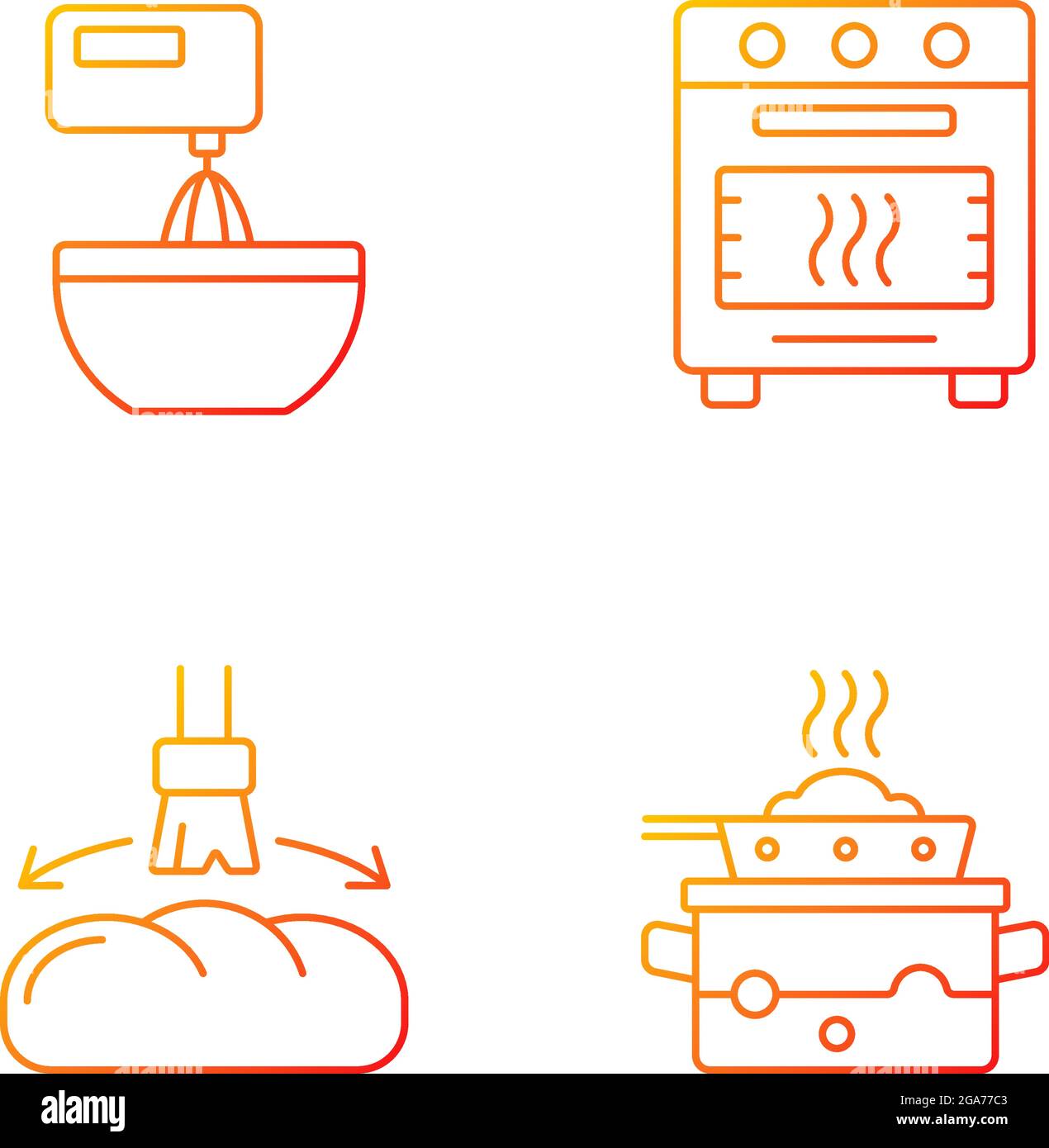 Cookery gradient linear vector icons set Stock Vector