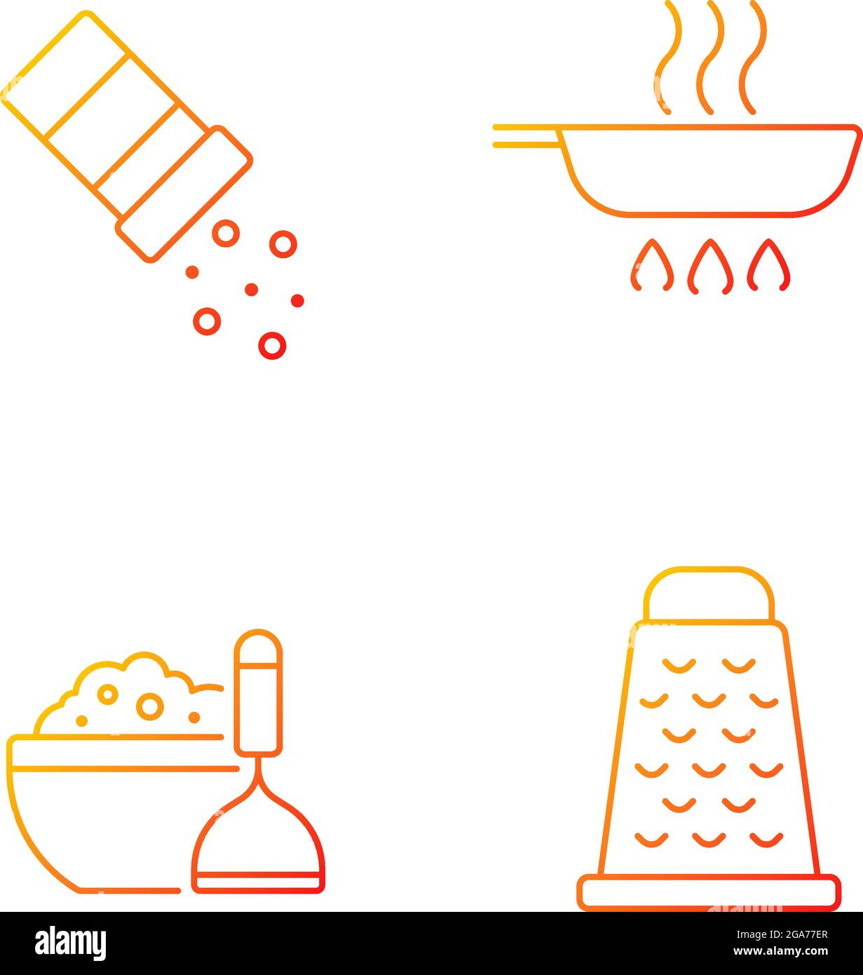 Home cooking gradient linear vector icons set Stock Vector