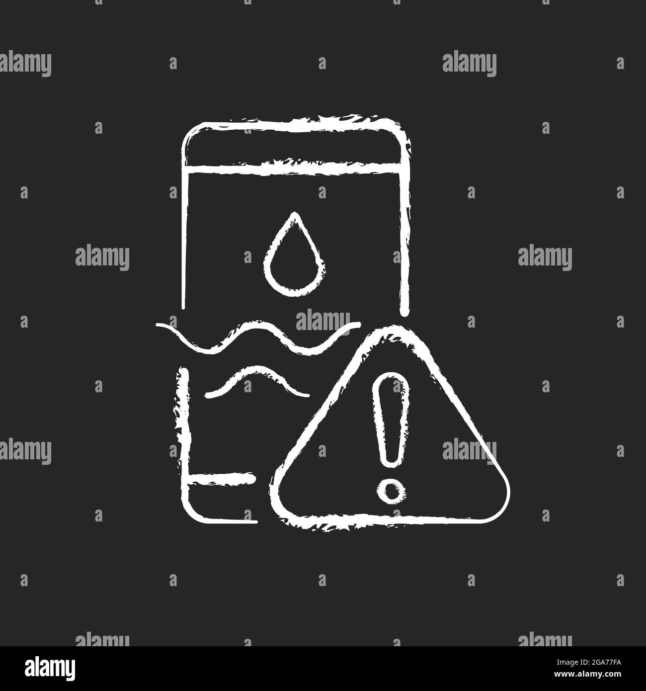 Water damage chalk white icon on dark background Stock Vector