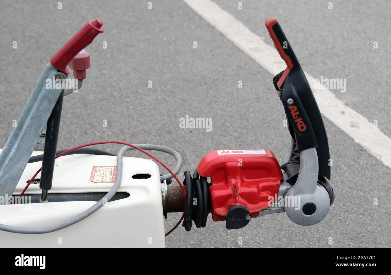 Locking Safety Towing Hitch On Touring Caravan Stock Photo Alamy