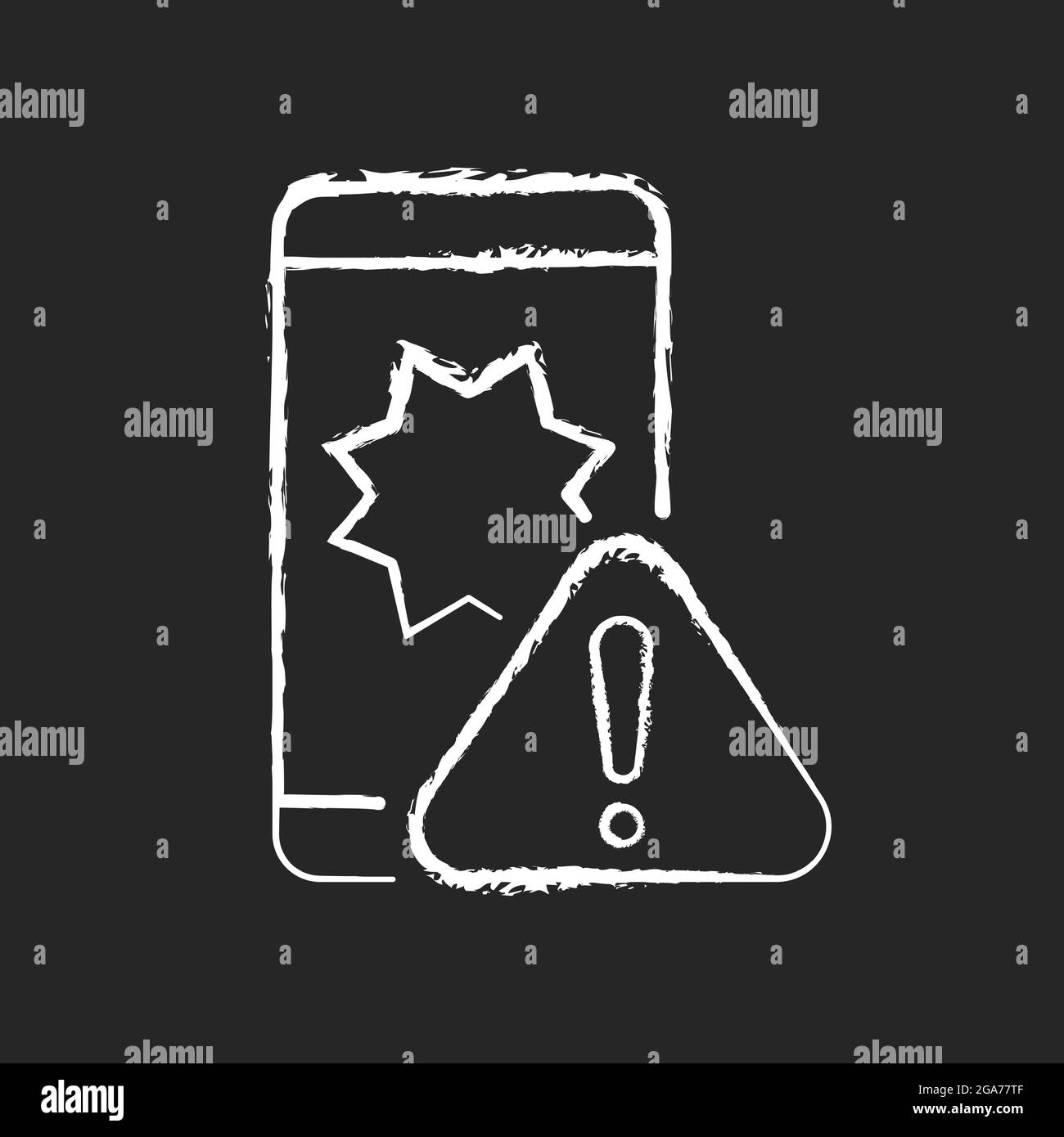 Phone crashes chalk white icon on dark background Stock Vector
