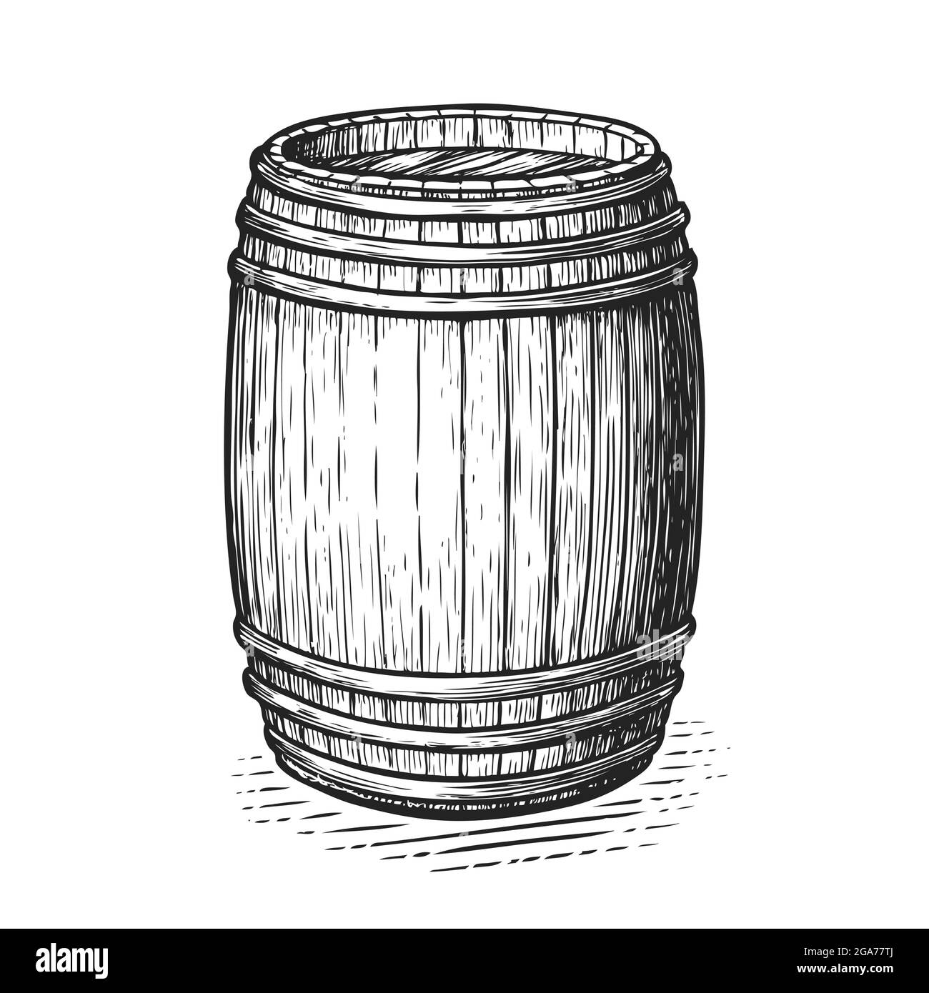 Oak wooden barrel. Hand drawn engraving style. Sketch vintage illustration  Stock Vector Image & Art - Alamy