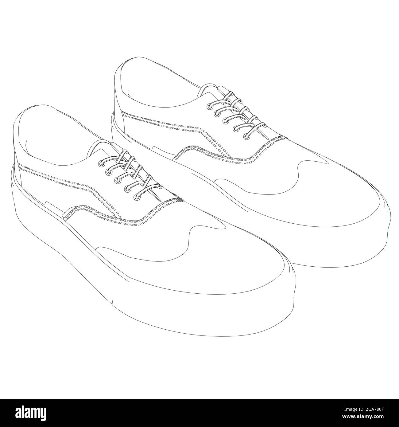 Sneakers contour isolated on white background. Vintage sneakers ...