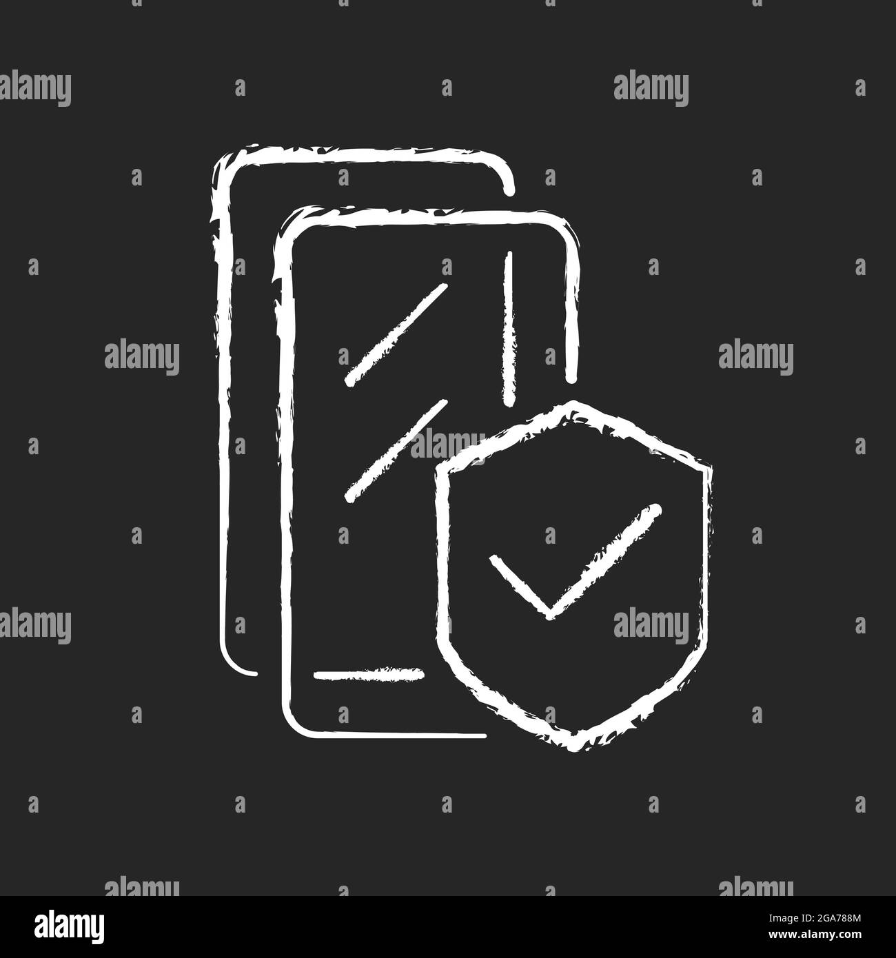 Screen protectors chalk white icon on dark background Stock Vector